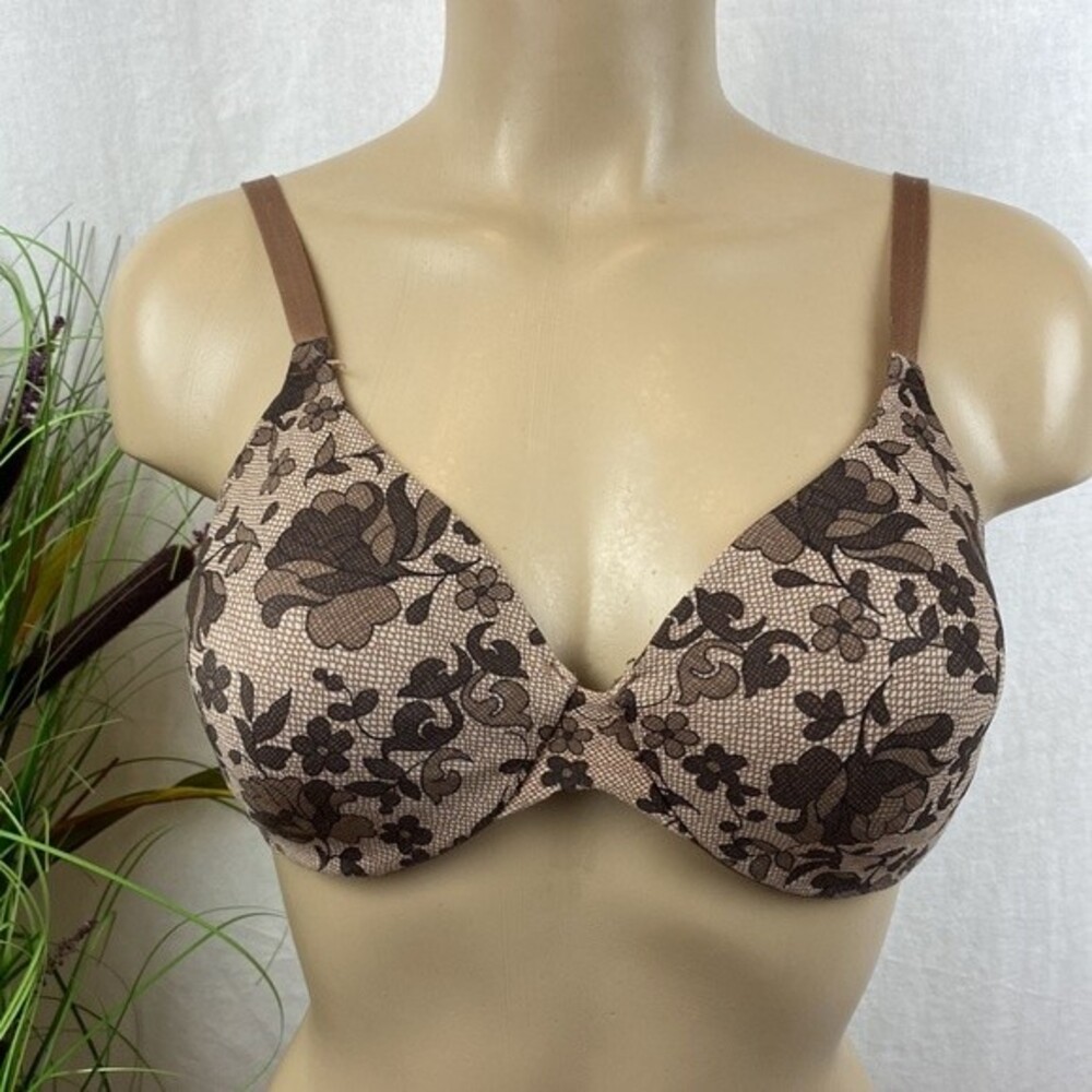 Bali Brown Floral Print Underwire Contour Bra 36C